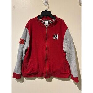 Disney Parks Mickey Mouse Club 55 Mouseketeer Jacket 1X Red Gray Full Zip Casual